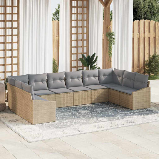 Garten Essgruppe mit Kissen mit Speicher 10 pcs Beige, Hellgrau