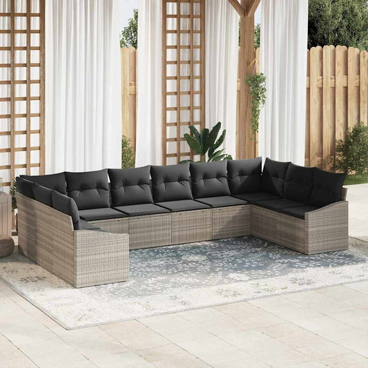 Garten Essgruppe mit Kissen mit Speicher 10 pcs Hellgrau