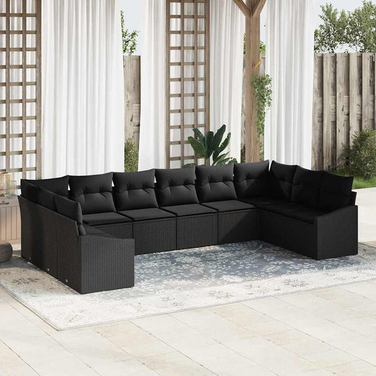 Garten Essgruppe mit Kissen mit Speicher 10 pcs Schwarz