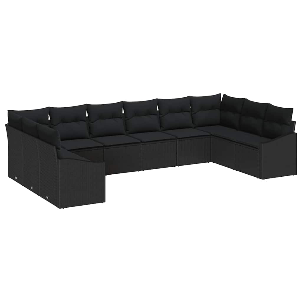 Garten Essgruppe mit Kissen mit Speicher 10 pcs Schwarz