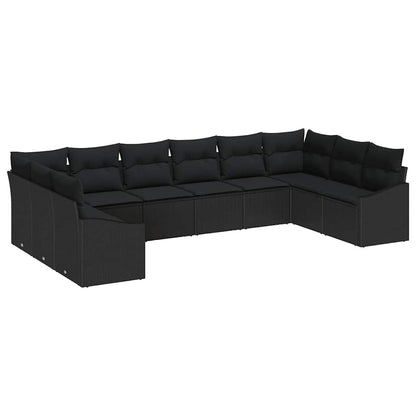 Garten Essgruppe mit Kissen mit Speicher 10 pcs Schwarz