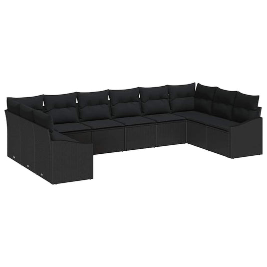 Garten Essgruppe mit Kissen mit Speicher 10 pcs Schwarz