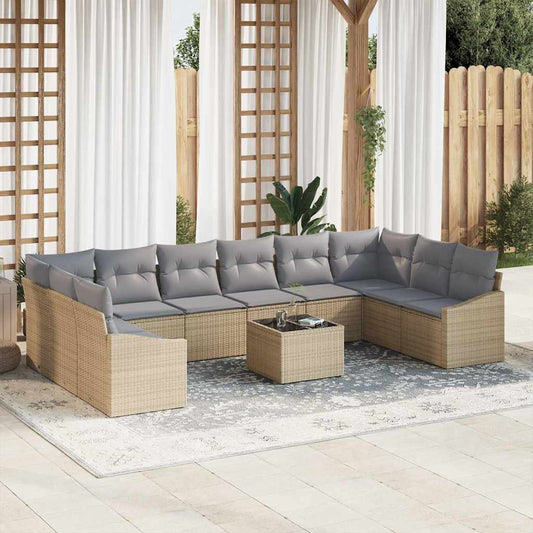Garten Essgruppe mit Kissen mit Speicher 11 pcs Beige, Hellgrau