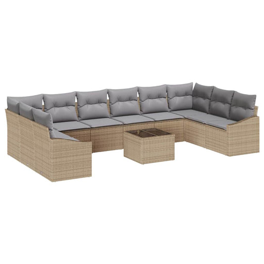 Garten Essgruppe mit Kissen mit Speicher 11 pcs Beige, Hellgrau