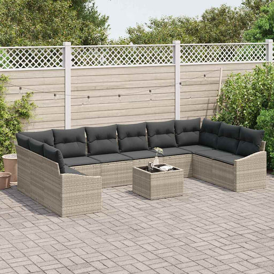 Garten Essgruppe mit Kissen mit Speicher 11 pcs Hellgrau