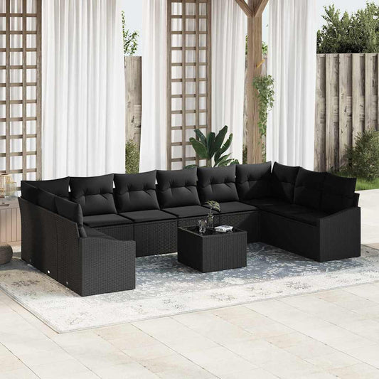 Garten Essgruppe mit Kissen mit Speicher 11 pcs Schwarz