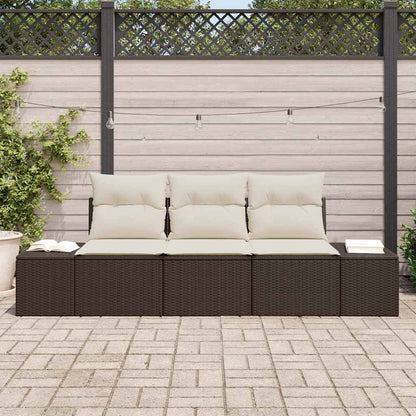 Garten-Sofa-Set mit Kissen mit Speicher 3 pcs Braun, Creme