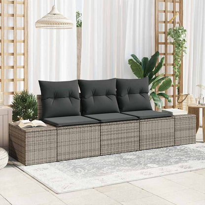 Garten-Sofa-Set mit Kissen mit Speicher 3 pcs Grau