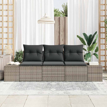 Garten-Sofa-Set mit Kissen mit Speicher 3 pcs Grau