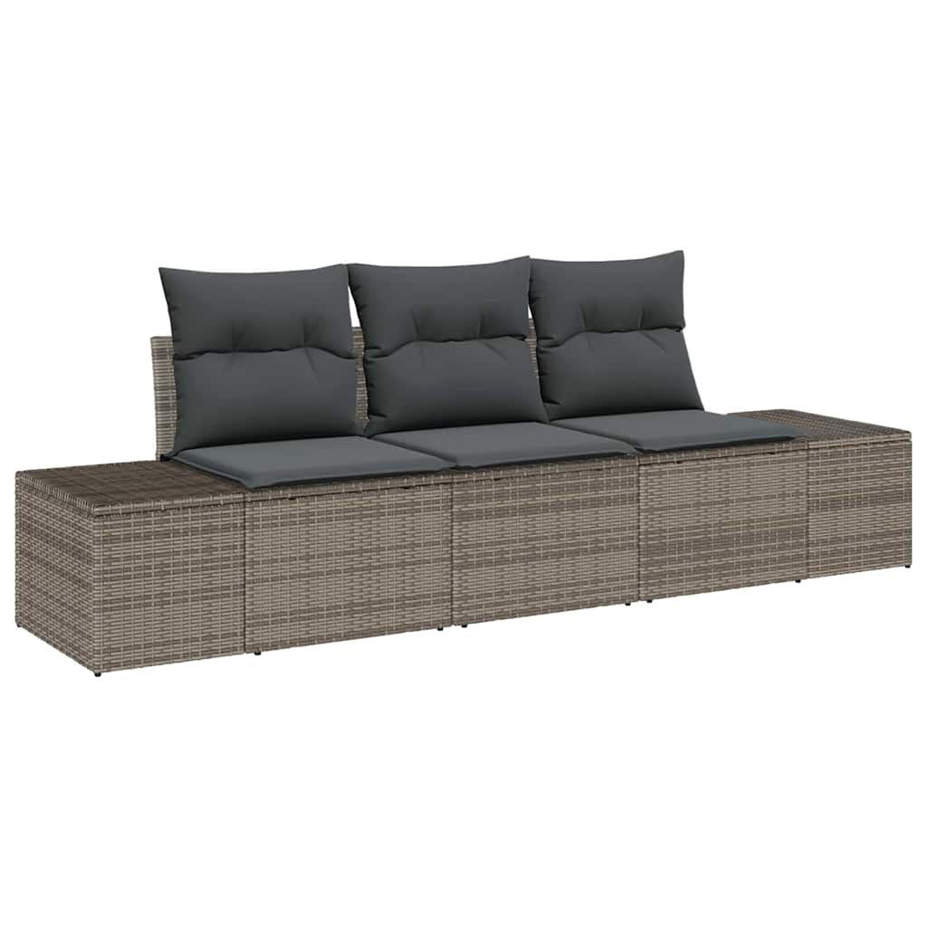 Garten-Sofa-Set mit Kissen mit Speicher 3 pcs Grau