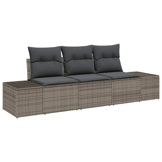 Garten-Sofa-Set mit Kissen mit Speicher 3 pcs Grau