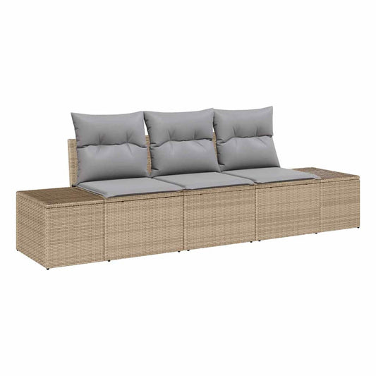 Garten-Sofa-Set mit Kissen mit Speicher 3 pcs Beige, Hellgrau