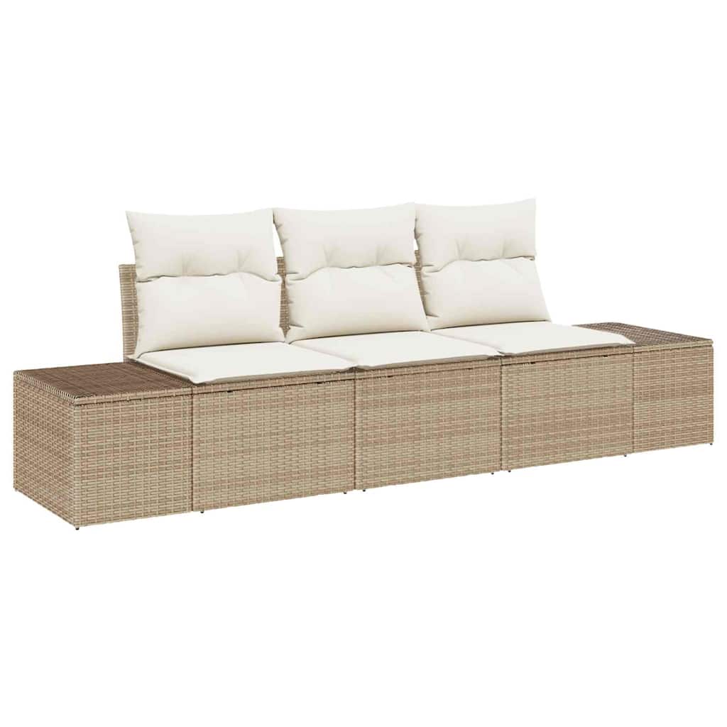 Garten-Sofa-Set mit Kissen mit Speicher 3 pcs Beige, Creme