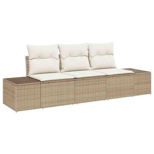 Garten-Sofa-Set mit Kissen mit Speicher 3 pcs Beige, Creme