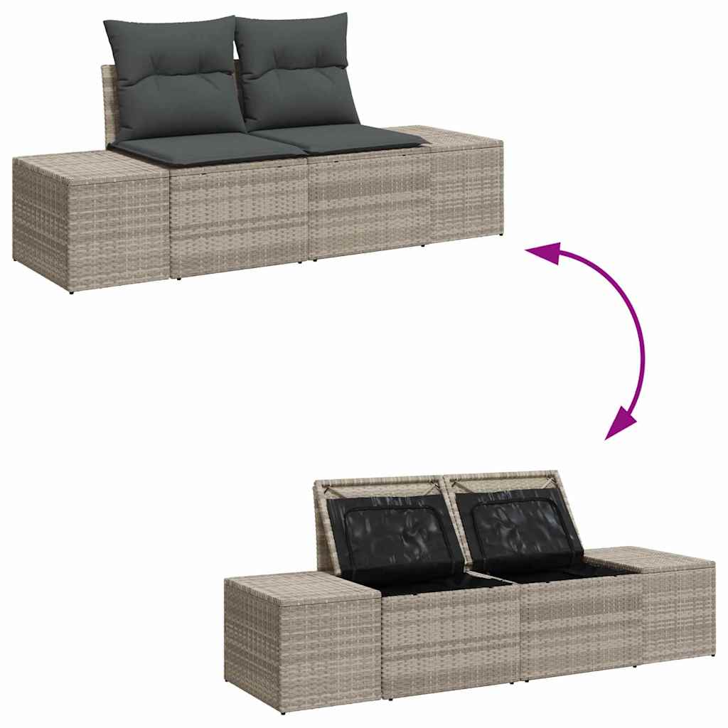 Garten-Sofa-Set mit Kissen mit Speicher 3 pcs Hellgrau