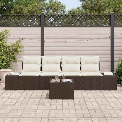 Garten-Sofa-Set 5 pcs Braun und Creme 55 x 55 x 37 cm