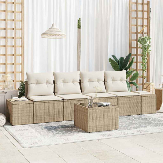 Garten-Sofa-Set mit Kissen 5 pcs Beige, Creme 55 x 55 x 37 cm