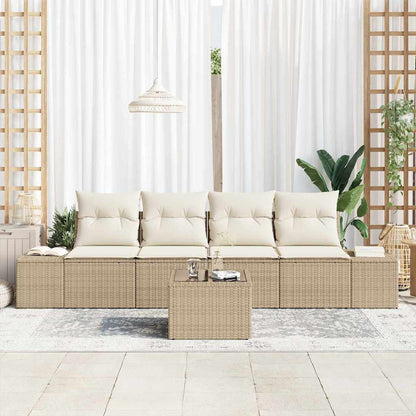 Garten-Sofa-Set mit Kissen 5 pcs Beige, Creme 55 x 55 x 37 cm