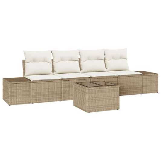 Garten-Sofa-Set mit Kissen 5 pcs Beige, Creme 55 x 55 x 37 cm