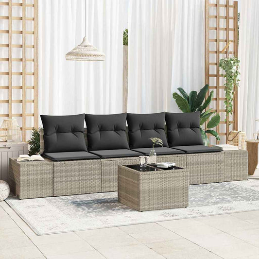 Garten-Sofa-Set 5 pcs Hellgrau, Dunkelgrau 55 x 55 x 37 cm