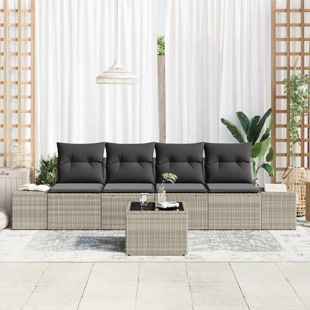 Garten-Sofa-Set 5 pcs Hellgrau, Dunkelgrau 55 x 55 x 37 cm