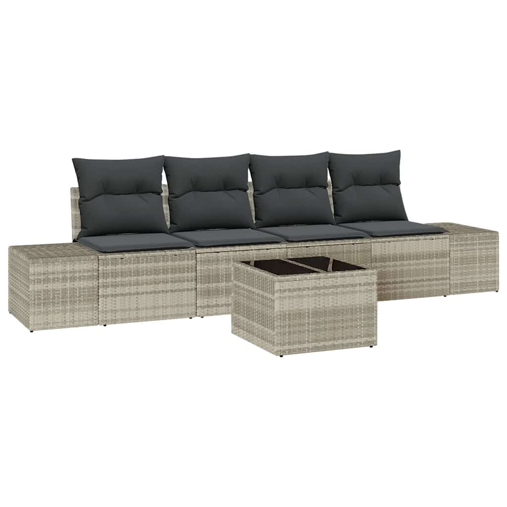 Garten-Sofa-Set 5 pcs Hellgrau, Dunkelgrau 55 x 55 x 37 cm