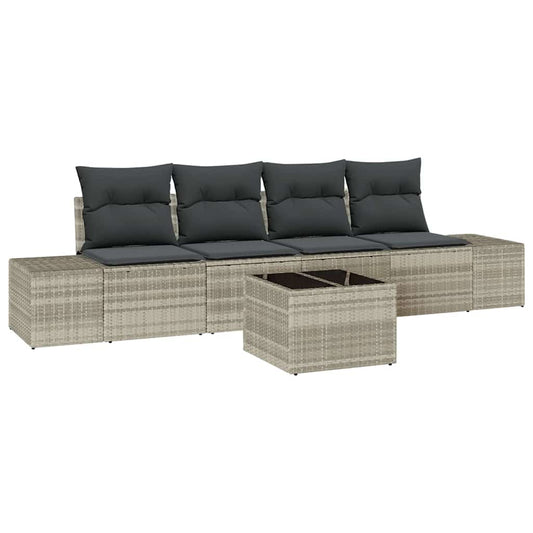 Garten-Sofa-Set 5 pcs Hellgrau, Dunkelgrau 55 x 55 x 37 cm