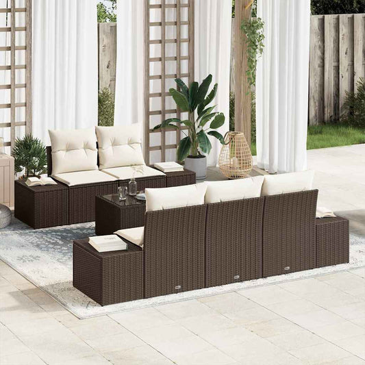 Garten-Sofa-Set mit Kissen 6 pcs Braun, Creme 55 x 55 x 37 cm
