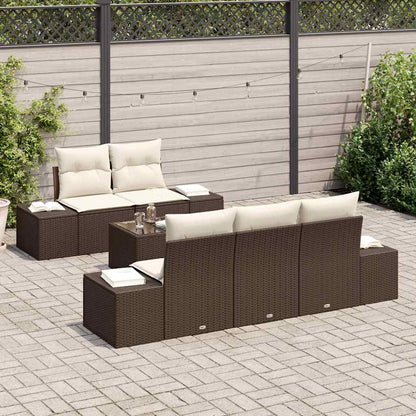 Garten-Sofa-Set mit Kissen 6 pcs Braun, Creme 55 x 55 x 37 cm