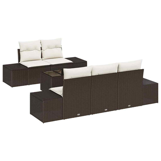 Garten-Sofa-Set mit Kissen 6 pcs Braun, Creme 55 x 55 x 37 cm