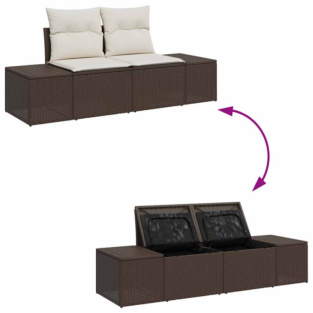 Garten-Sofa-Set mit Kissen 6 pcs Braun, Creme 55 x 55 x 37 cm