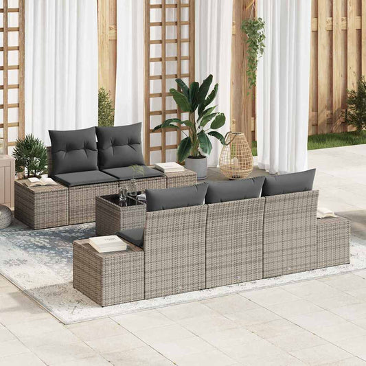 Garten-Sofa-Set mit Kissen Manuell 6 pcs Grau 55 x 55 x 37 cm