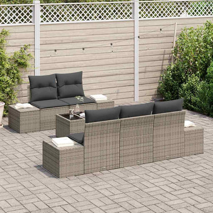 Garten-Sofa-Set mit Kissen Manuell 6 pcs Grau 55 x 55 x 37 cm