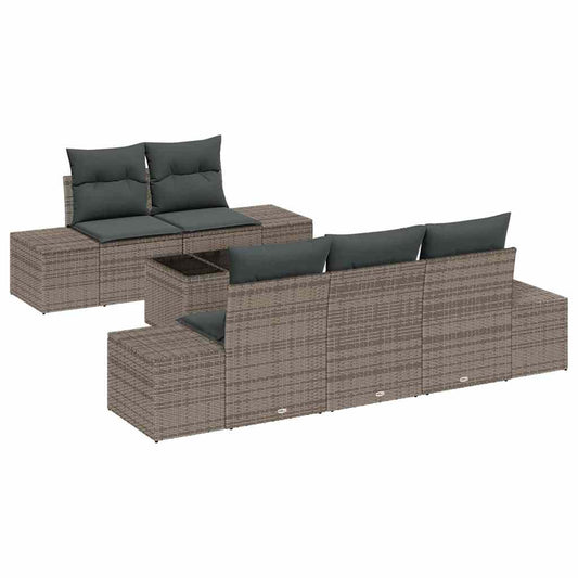 Garten-Sofa-Set mit Kissen Manuell 6 pcs Grau 55 x 55 x 37 cm