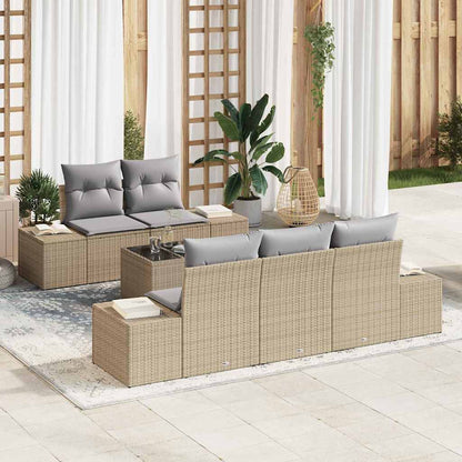 Garten-Sofa-Set mit Kissen 6 pcs Beige, Grau 55 x 55 x 37 cm