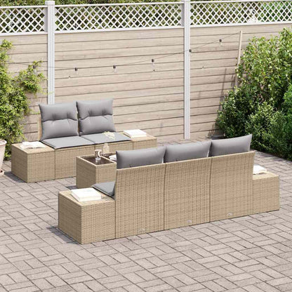 Garten-Sofa-Set mit Kissen 6 pcs Beige, Grau 55 x 55 x 37 cm