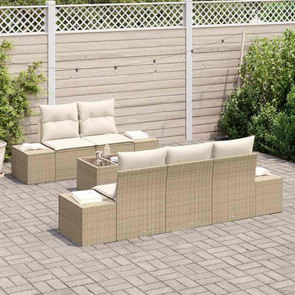 Garten-Sofa-Set mit Kissen 6 pcs Beige, Creme 55 x 55 x 37 cm