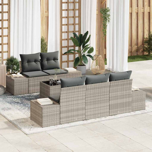 Garten-Sofa-Set mit Kissen 6 pcs Hellgrau 55 x 55 x 37 cm
