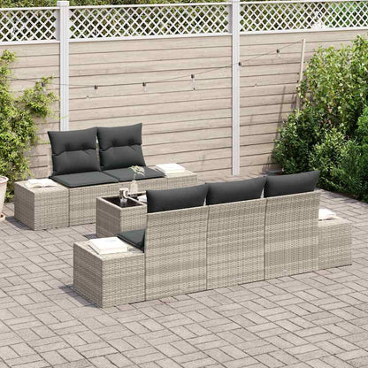 Garten-Sofa-Set mit Kissen 6 pcs Hellgrau 55 x 55 x 37 cm