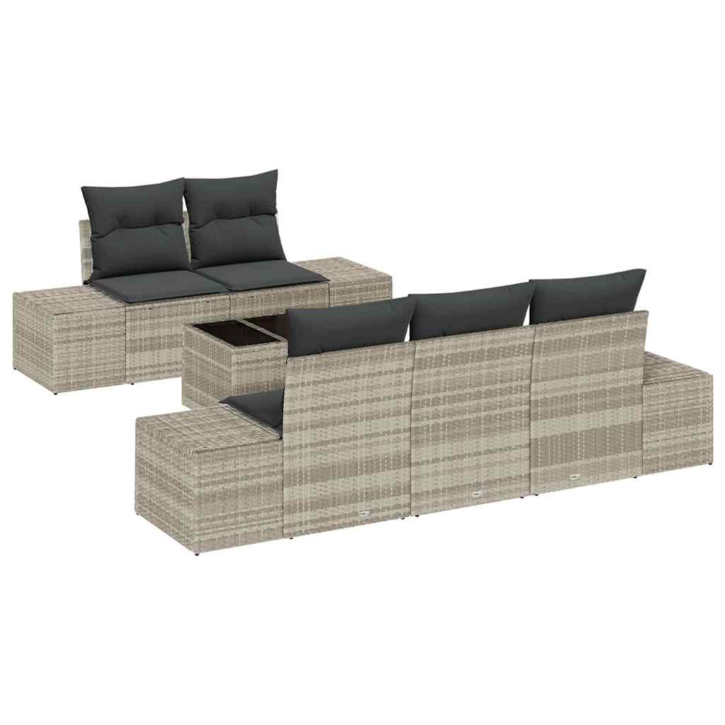 Garten-Sofa-Set mit Kissen 6 pcs Hellgrau 55 x 55 x 37 cm