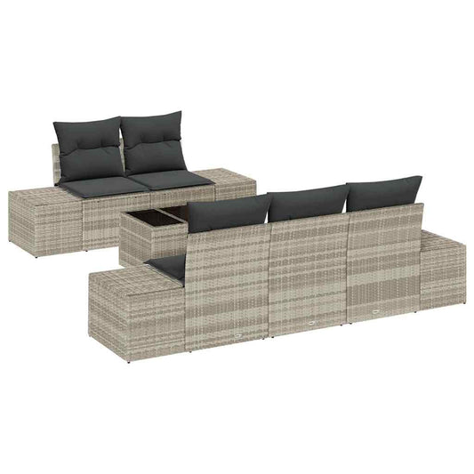 Garten-Sofa-Set mit Kissen 6 pcs Hellgrau 55 x 55 x 37 cm