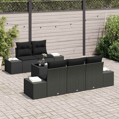 Garten-Sofa-Set mit Kissen 6 pcs Schwarz 55 x 55 x 37 cm