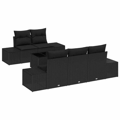 Garten-Sofa-Set mit Kissen 6 pcs Schwarz 55 x 55 x 37 cm