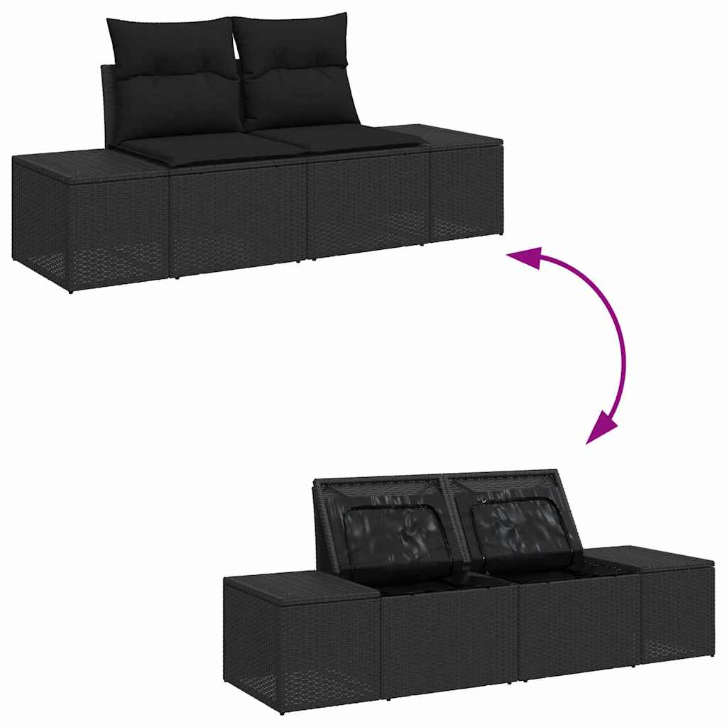 Garten-Sofa-Set mit Kissen 6 pcs Schwarz 55 x 55 x 37 cm