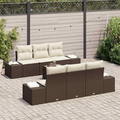 Garten-Sofa-Set 7 pcs Braun und Creme 55 x 55 x 37 cm