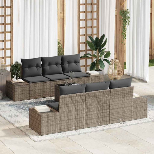 Garten-Sofa-Set mit Kissen Manuell 7 pcs Grau 55 x 55 x 37 cm