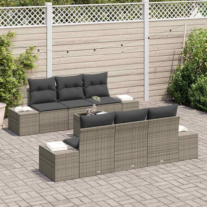 Garten-Sofa-Set mit Kissen Manuell 7 pcs Grau 55 x 55 x 37 cm