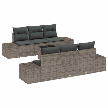 Garten-Sofa-Set mit Kissen Manuell 7 pcs Grau 55 x 55 x 37 cm