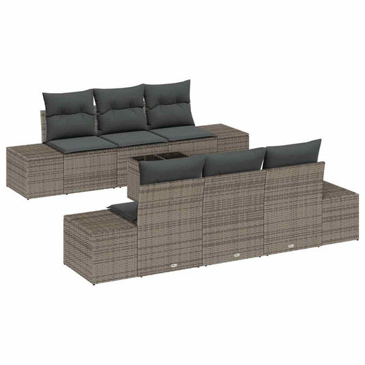 Garten-Sofa-Set mit Kissen Manuell 7 pcs Grau 55 x 55 x 37 cm