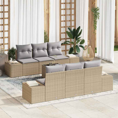 Garten-Sofa-Set mit Kissen 7 pcs Beige, Grau 55 x 55 x 37 cm